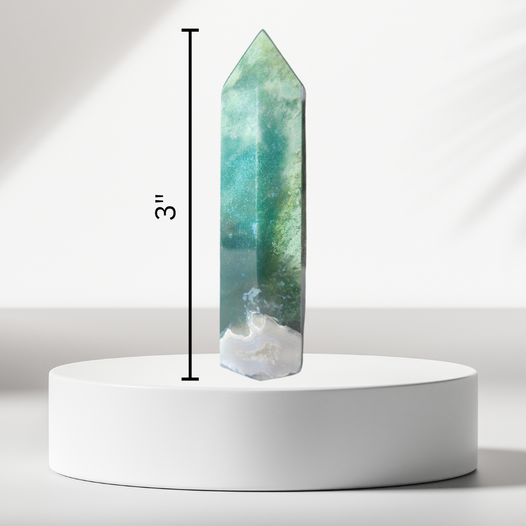 Moss Agate Obelisk 3" Light