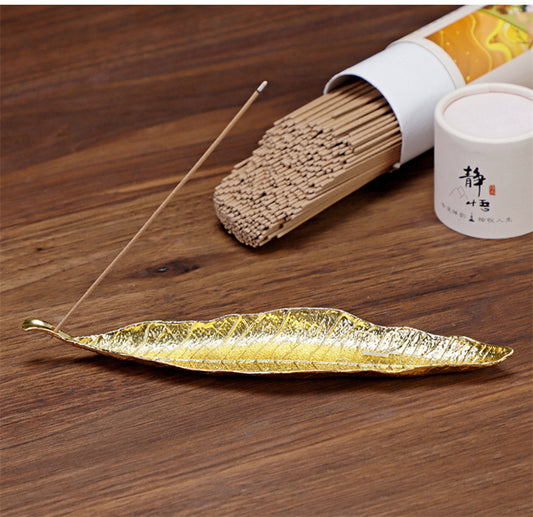 Gold Feather Incense Holder