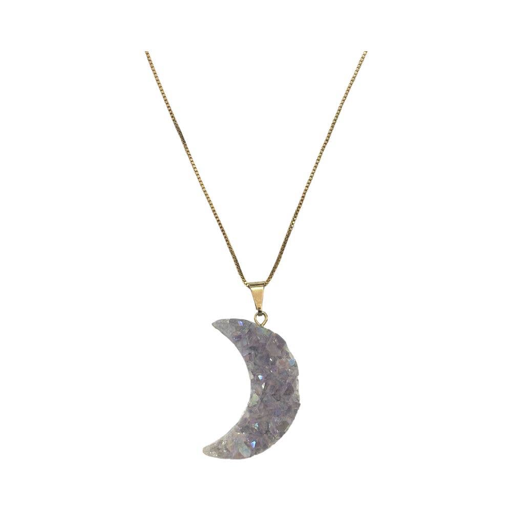 Necklace - Pearly Druzy Moon