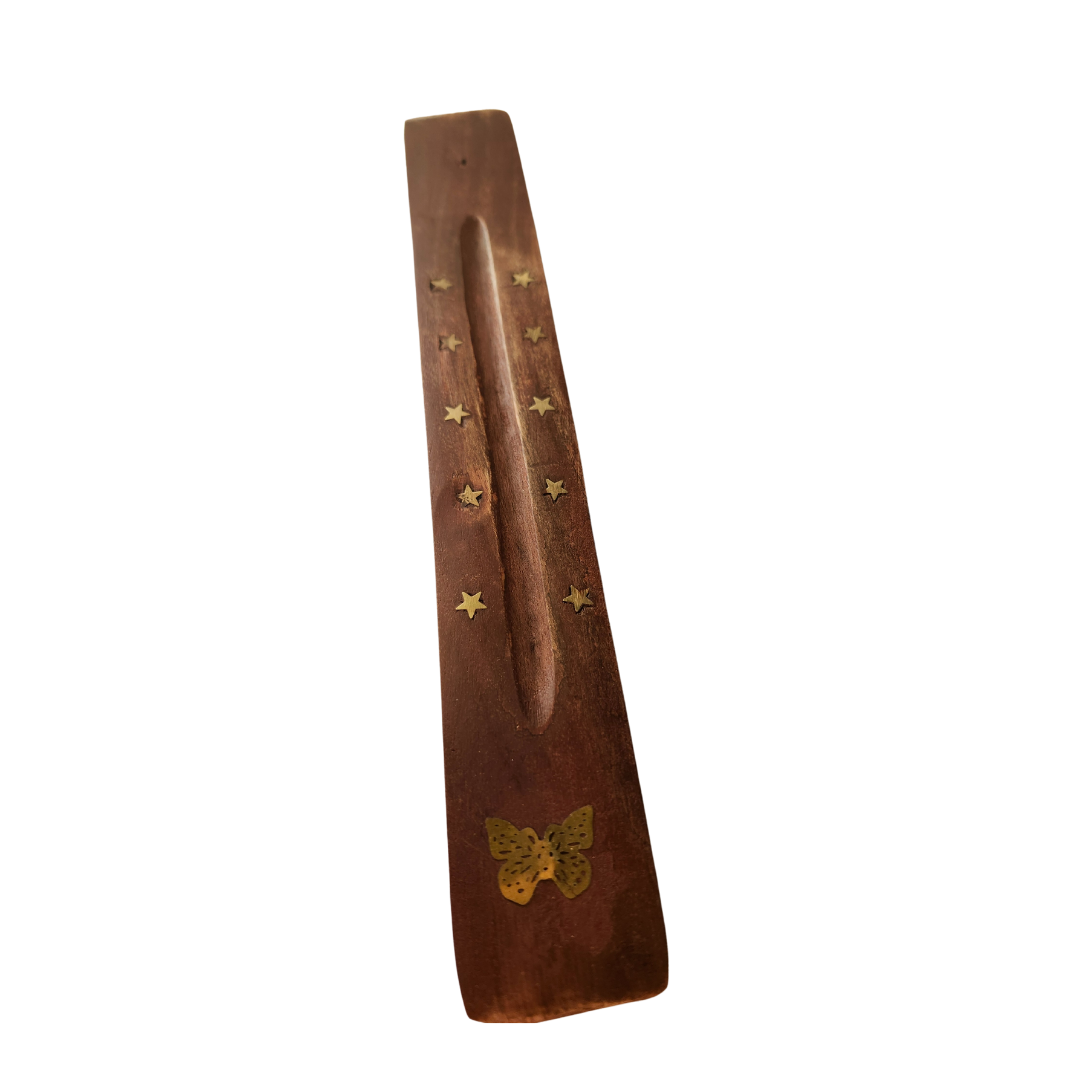 Wooden Incense Holder Brass Design