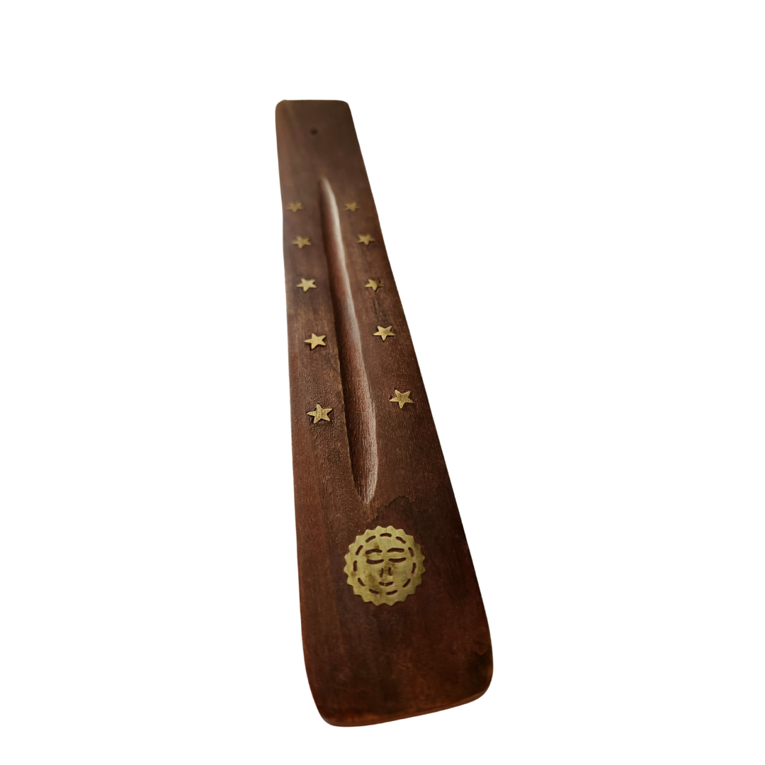 Wooden Incense Holder Brass Design