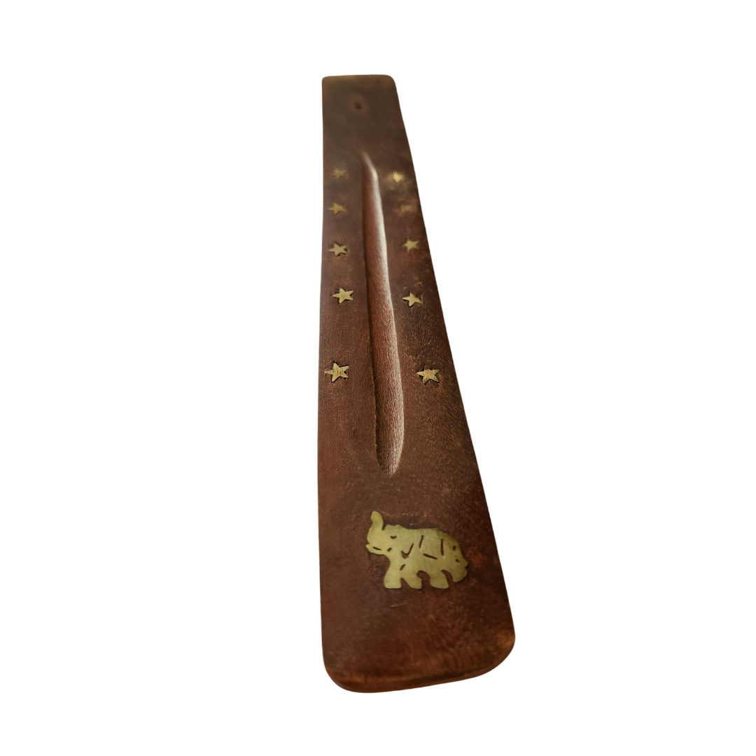 Wooden Incense Holder Brass Design