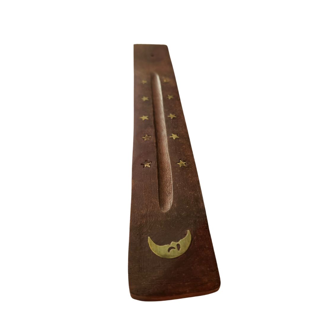 Wooden Incense Holder Brass Design