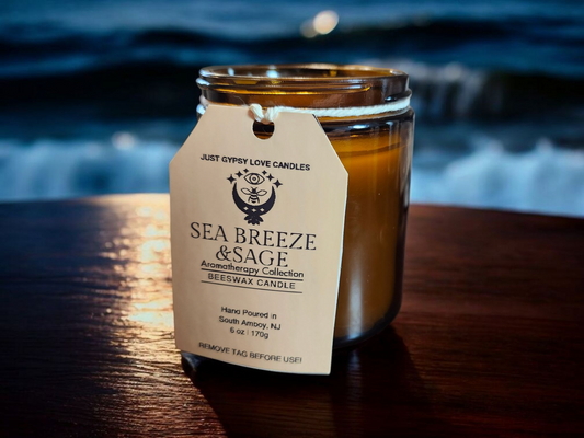 Sea Breeze & Sage Aromatherapy Beeswax 6oz Candle