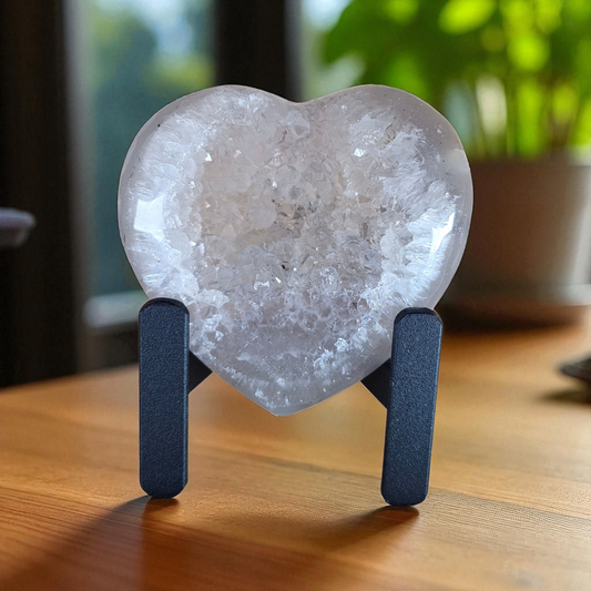 Agate Geode Heart with Stand 3-3.5"