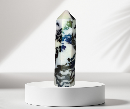Rainbow Zebra Aura Jasper Obelisk 3"