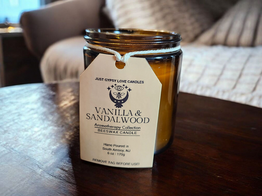 Vanilla & Sandalwood Aromatherapy Beeswax 6oz Candle