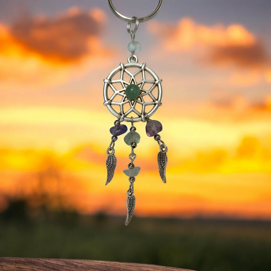 Dream Catcher Keychain with Crystals